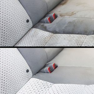 Before and after using the Upholstery & Carpet Cleaner with Repellent